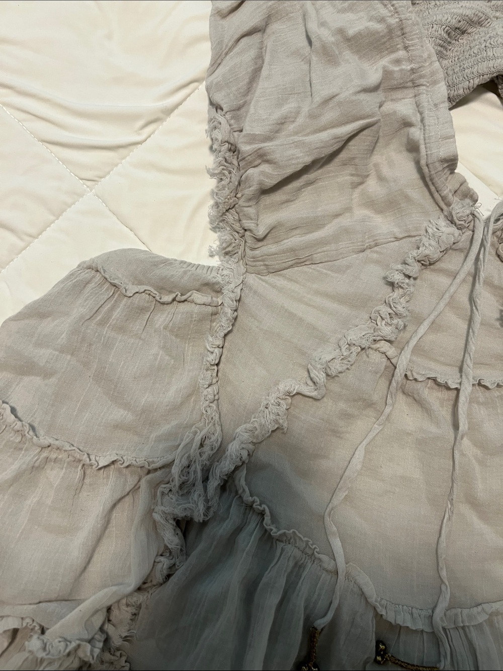 Free People Coconico Ruffled Boho Mini Dress In Swiss Coffee - Picture 7 of 7